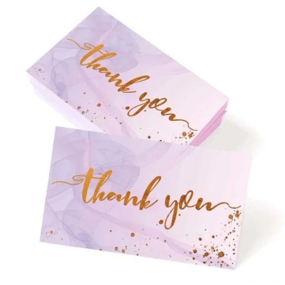 25 PK Purple Thank You Cards with Gold Text - Picture 1 of 3